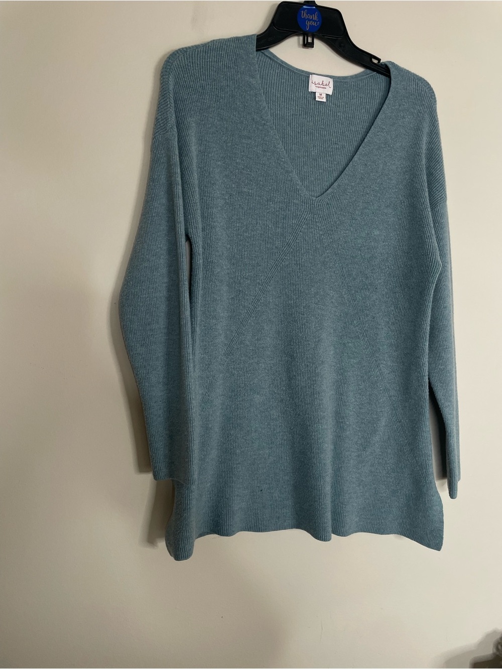 Isabel Maternity by Ingrid & Isabel Dusty Blue V-Neck Sweater Size Medium